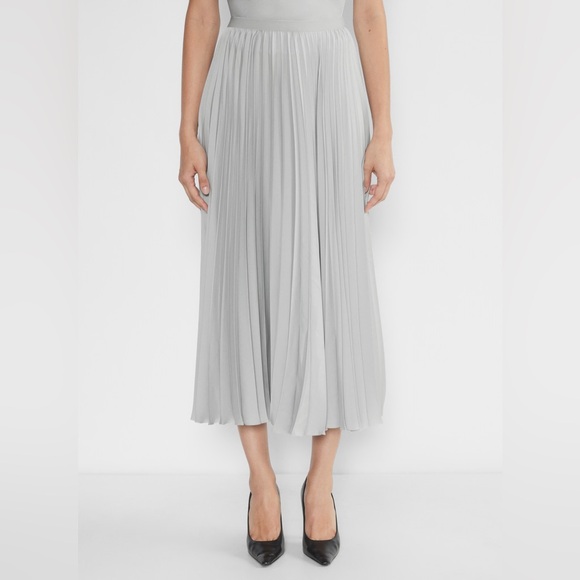 Aritzia Dresses & Skirts - BABATON | Light Gray Pleated Midi Skirt